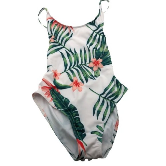 Unbranded Other - Tropical Print Crisscross Lace Up Back One Piece